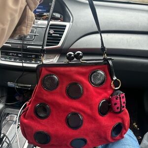Moschino Red and Black Polka Dot Shoulder Bag